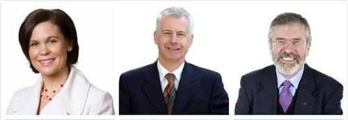 '图6：由左至右：新芬党领袖、国会议员玛丽·麦克唐纳、国会议员肖恩·克罗（Sean?Crowe）和前任新芬党主席、国会议员格里·亚当斯（Gerry?Adams）'