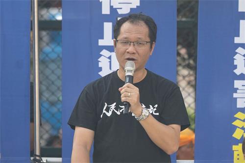 '图6：香港支联会副主席蔡耀昌呼吁以和平理性的方式抵制暴政。'
