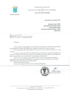 '图5：法国海外省马提尼克岛圣皮埃尔市（Saint Pierre）市长的信件。'