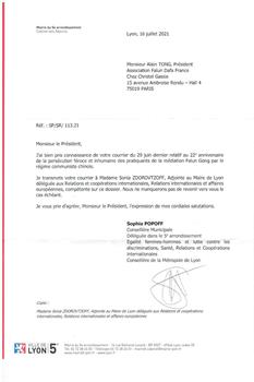 '图6：法国里昂市五区副市长办公室的信件。'